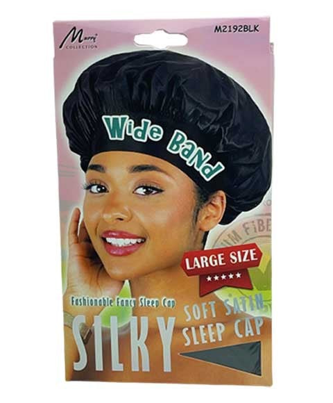 MURRY COLLECTION SILKY SOFT SATIN SLEEP CAP WIDE BAND  Color M2192BLK Durags and Caps Asetena Pa 