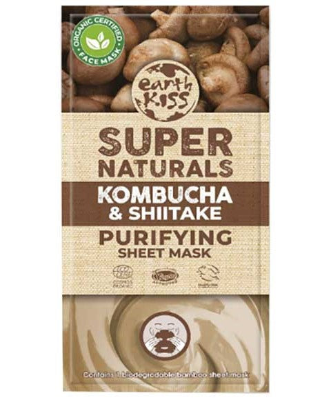 EARTH KISS SUPER NATURALS KOMBUCHA AND SHIITAKE PURIFYING SHEET MASK 10 g Skin Wash Asetena Pa 