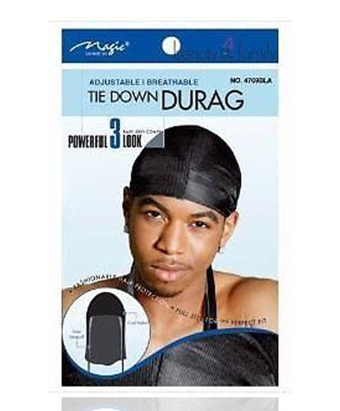 MAGIC COLLECTION TIE DOWN DURAG 4769  Color Black Durags and Caps Asetena Pa 