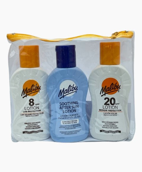 MALIBU TRAVEL BAG SPF8 AND SPF20 LOTION Skin Moisturizing Asetena Pa 