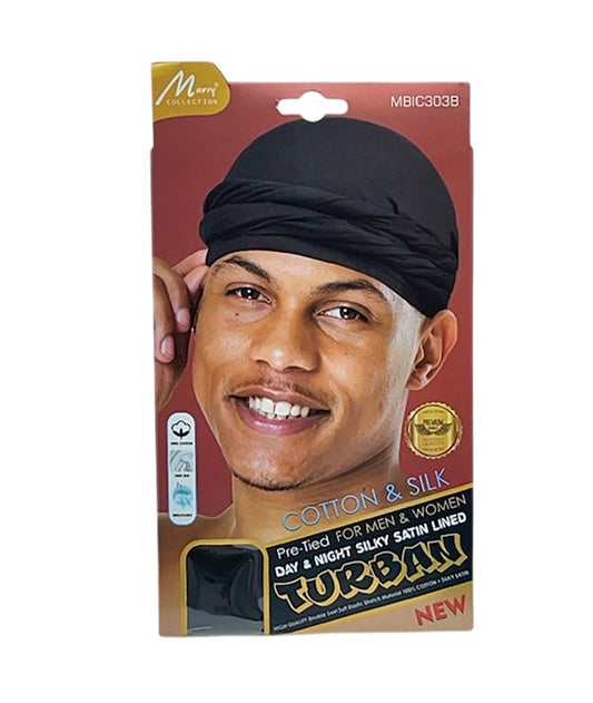 COTTON AND SILK UNISEX PRE TIED TURBAN MBIC303B Durags and Caps Asetena Pa 