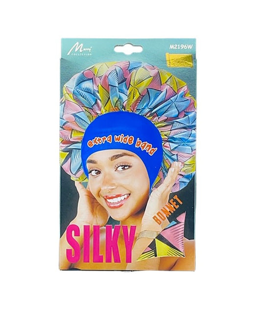 MURRY COLLECTION EXTRA WIDE BAND SILKY BONNET BLUE M2196W Durags and Caps Asetena Pa 