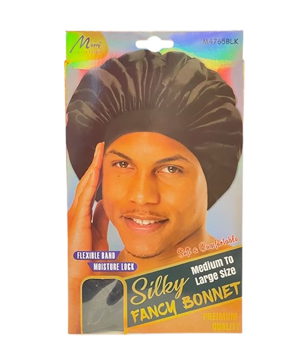 SILKY FANCY BONNET MEDIUM TO LARGE M4765BLK Medium to Large Durags and Caps Asetena Pa 