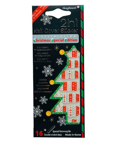 GLOSSY BLOSSOM 2 IN 1 NAIL COVER CHRISTMAS STICKER Nails Asetena Pa 