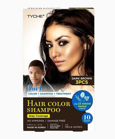 TYCHE 3IN1 HAIR COLOR SHAMPOO DARK BROWN 12ml Hair Color Asetena Pa 