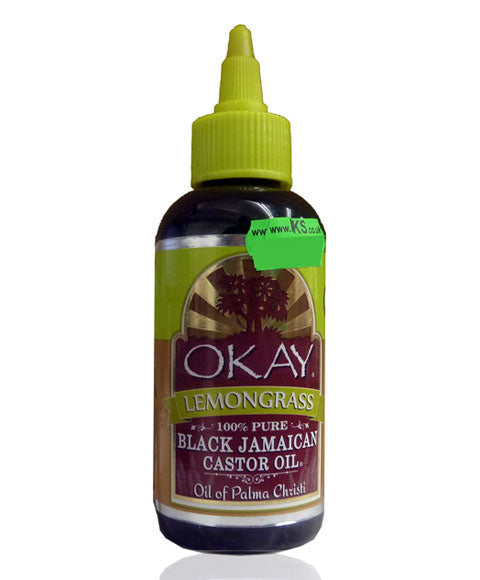 OKAY 100 PERCENT PURE BLACK JAMAICAN CASTOR OIL WITH LEMONGRASS 118 ml Sprays, Serums and Oils Asetena Pa 