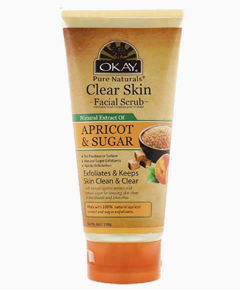 OKAY PURE NATURALS CLEAR SKIN APRICOT AND SUGAR FACIAL SCRUB 170 g Skin Wash Asetena Pa 