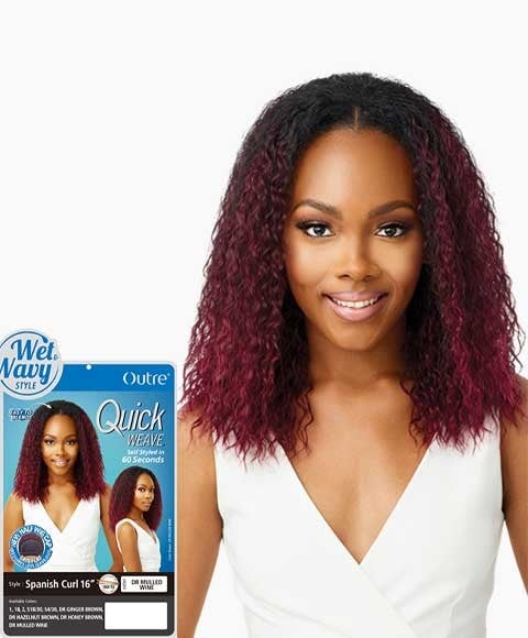 QUICK WEAVE SPANISH CURL 16" Color DR Honey Brown Half Wigs Asetena Pa 