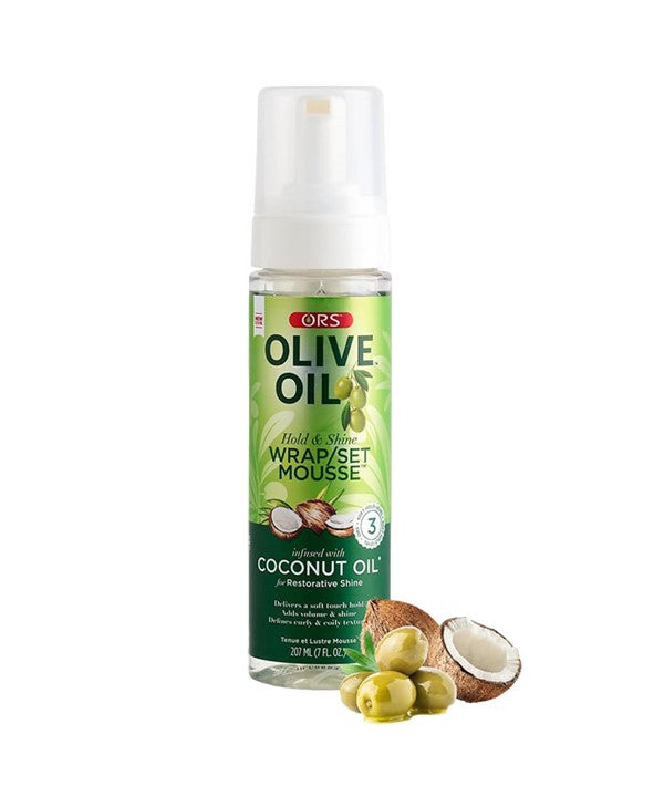 ORS OLIVE OIL HOLD AND SHINE WRAP SET MOUSSE 207 ml Hair Styling Asetena Pa 