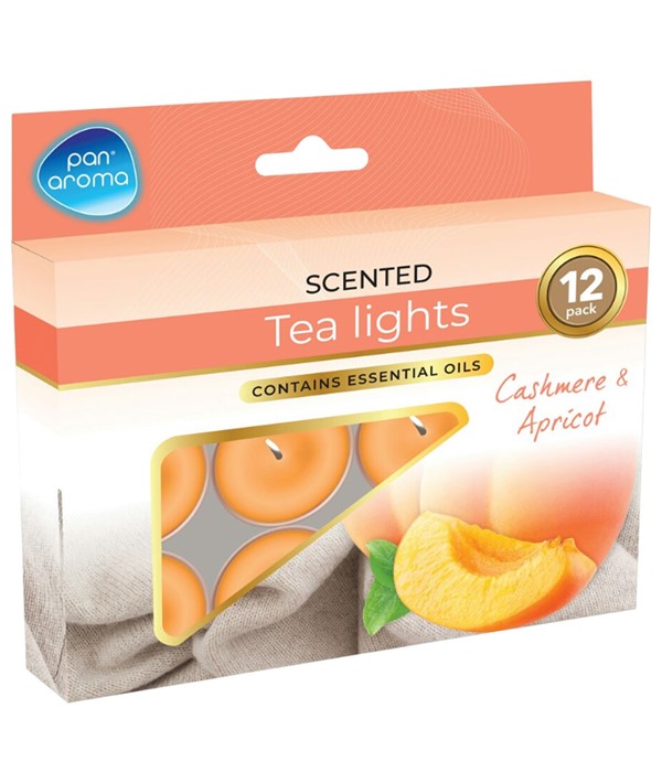 SCENTED TEA LIGHTS CASHMERE AND APRICOT 12 pcs Candles Asetena Pa 