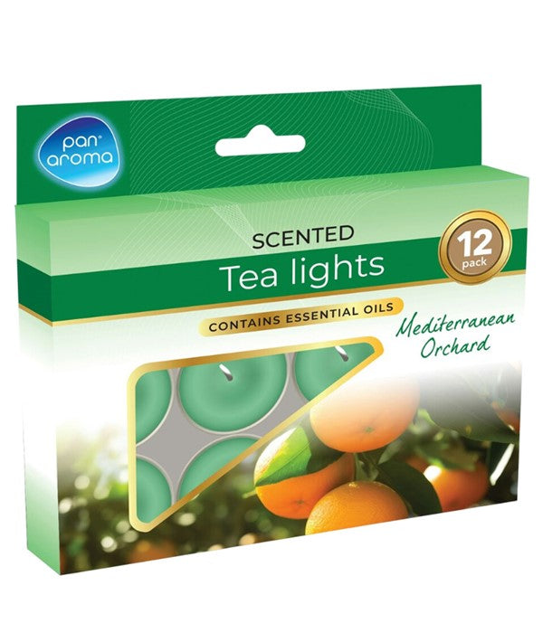 SCENTED TEA LIGHTS MEDITERRANEAN ORCHARD 12 pcs Candles Asetena Pa 