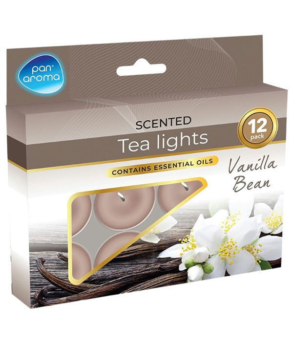 SCENTED TEA LIGHTS VANILLA BEAN 12 pcs Candles Asetena Pa 
