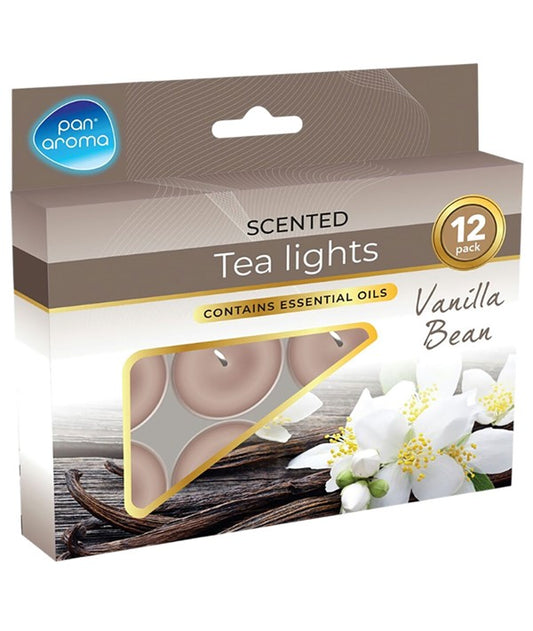 SCENTED TEA LIGHTS VANILLA BEAN 12 pcs Candles Asetena Pa 