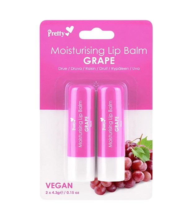 PRETTY MOISTURISING LIP BALM GRAPE 2 x 4.3 g Lips Asetena Pa 