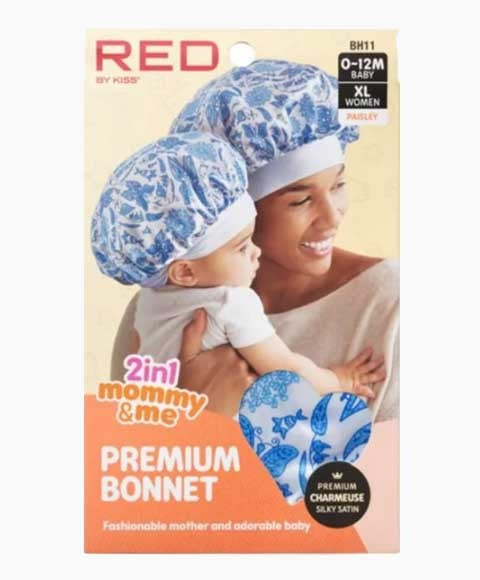 RED BY KISS 2 IN 1 MOMMY AND ME PREMIUM BONNET BH11  Color Paisley Durags and Caps Asetena Pa 