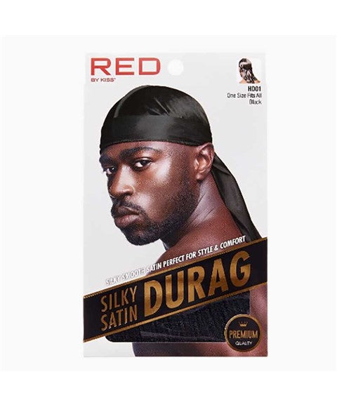 RED BY KISS SILKY SMOOTH SATIN DURAG HD01  Color Black Durags and Caps Asetena Pa 