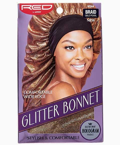 RED BY KISS GLITTER BONNET BRAID GOLD PEARL HQ44 Durags and Caps Asetena Pa 