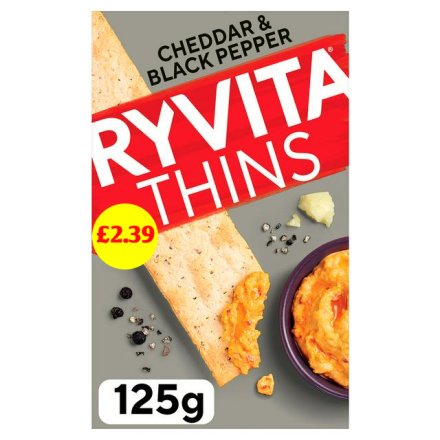 Ryvita Thins Cheddar & Black Pepper   6x125g