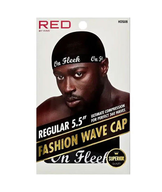 RED BY KISS ON FLEEK 360 FASHION WAVE CAP HDS08 5.5" Regular Durags and Caps Asetena Pa 