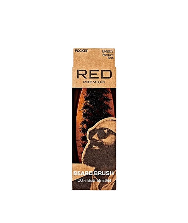 RED PREMIUM BEARD POCKET BRUSH BR203 MEDIUM SOFT Hair Brushes and Combs Asetena Pa 