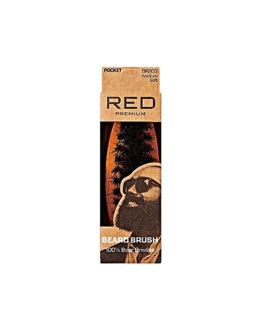 RED PREMIUM BEARD POCKET BRUSH BR203 MEDIUM SOFT Hair Brushes and Combs Asetena Pa 