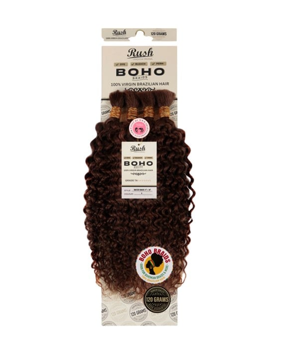BOHO BRAIDS WATER WAVE VIRGIN BRAZILIAN HAIR 17"-19" Color 4 Human Hair Braids Asetena Pa 