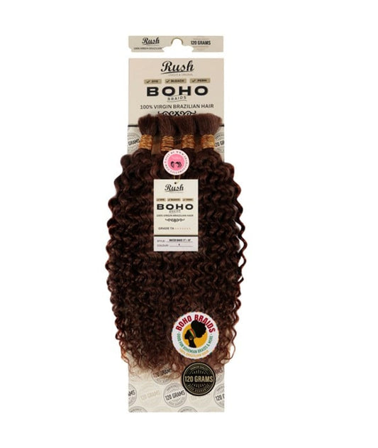 BOHO BRAIDS WATER WAVE VIRGIN BRAZILIAN HAIR 17"-19" Color Jet Black Human Hair Braids Asetena Pa 