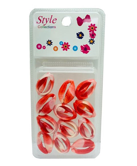 STYLE COLLECTION SHELL BEADS BD016R  Color RED Kids Hair Accessories Asetena Pa 