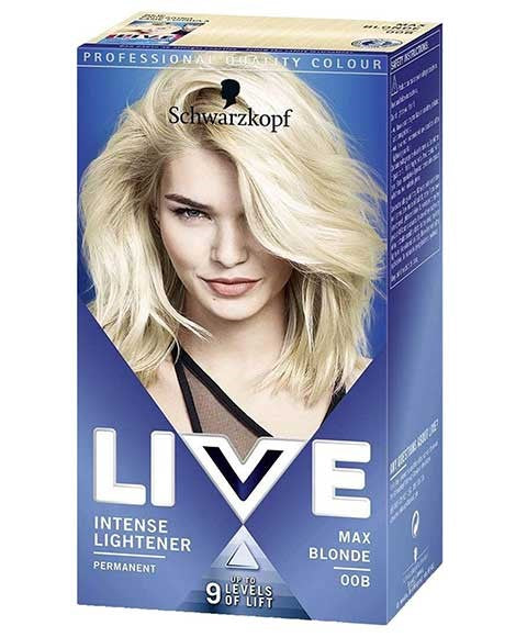 LIVE INTENSE LIGHTENER PERMANENT COLOURS 00B MAX BLONDE Hair Color Asetena Pa 
