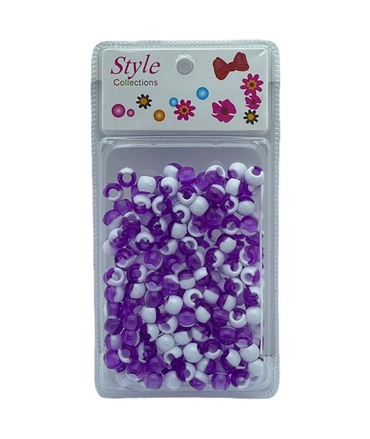 STYLE COLLECTION HAIR BEADS BD011 WHITE AND PURPLE Hair Accessories Asetena Pa 