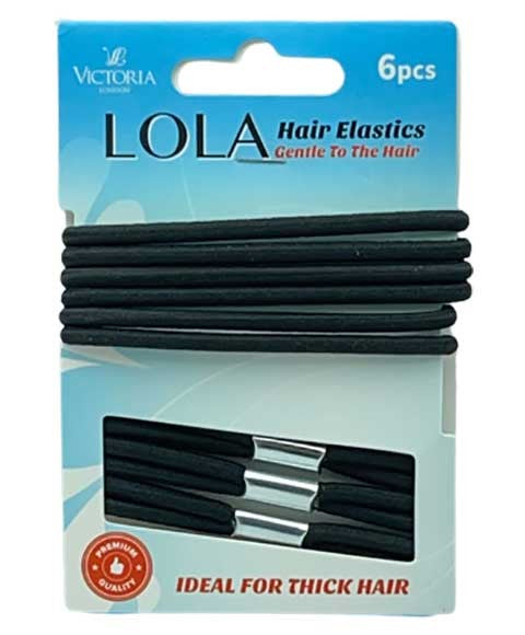 LOLA HAIR ELASTICS 10A1 6 pcs Color Black Kids Hair Accessories Asetena Pa 