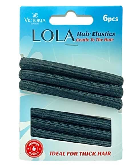 LOLA HAIR ELASTICS 19A1 6 pcs Color Black Kids Hair Accessories Asetena Pa 