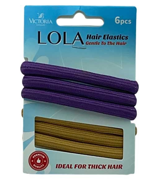 LOLA HAIR ELASTICS 19A3 6 pcs Color L Brown And Purple Kids Hair Accessories Asetena Pa 