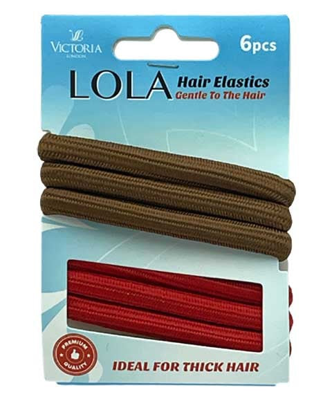 LOLA HAIR ELASTICS 19A4 6 pcs Color Red And Brown Kids Hair Accessories Asetena Pa 