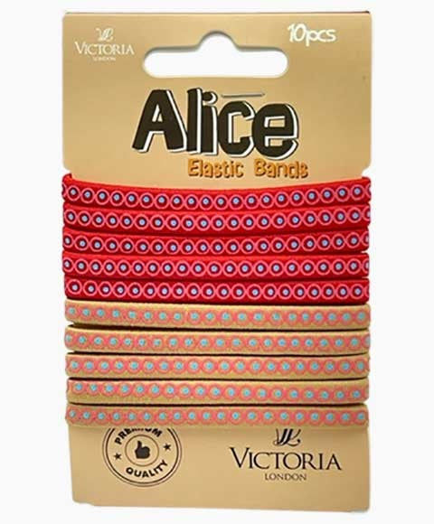 ALICE ELASTIC BANDS 48B3 10 x 12 Pcs Color Red And Beige Kids Hair Accessories Asetena Pa 