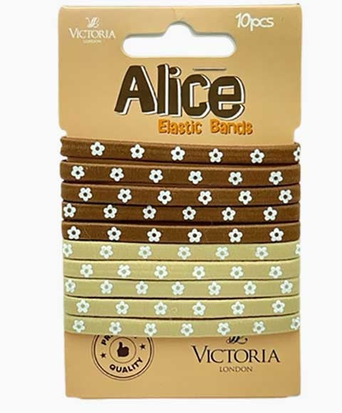 ALICE ELASTIC BANDS 61B2 10 Pcs Color Brown And Beige Kids Hair Accessories Asetena Pa 