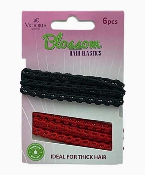 BLOSSOM HAIR ELASTIC BANDS 30A1 6 Pcs Color Black and Red Kids Hair Accessories Asetena Pa 