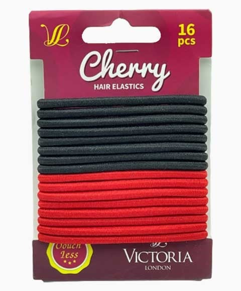 CHERRY HAIR ELASTIC BANDS 15A2 16 x 12 Pcs Color Black and Red Kids Hair Accessories Asetena Pa 