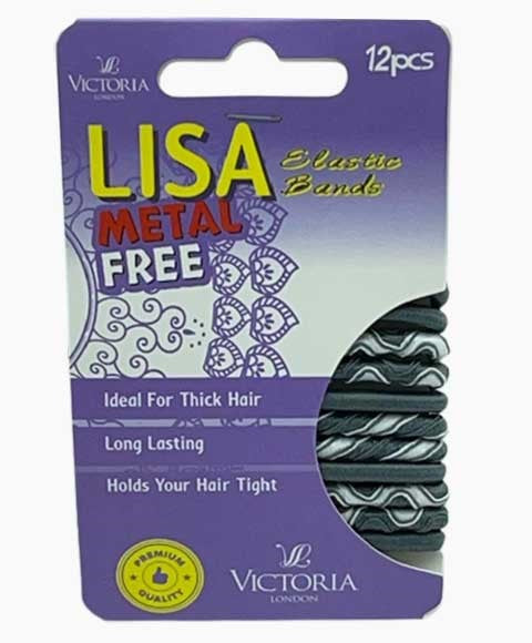 LISA METAL FREE ELASTIC HAIR BANDS 2A2 12 Pcs Color Grey and White Kids Hair Accessories Asetena Pa 