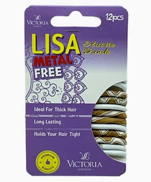 LISA METAL FREE ELASTIC HAIR BANDS 2A4 12 Pcs Color Beige and White Kids Hair Accessories Asetena Pa 