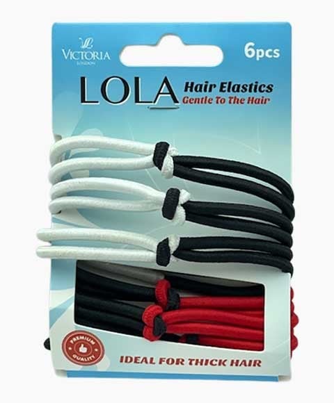LOLA HAIR ELASTICS 28A1 6 x 12 Pcs Color Red Black White Mix Kids Hair Accessories Asetena Pa 