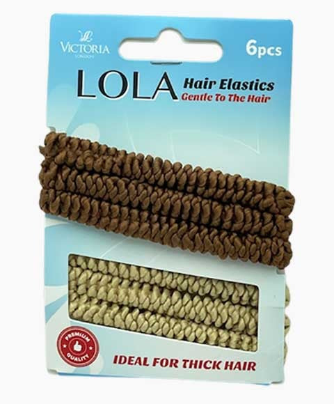 LOLA HAIR ELASTICS 53A2 6 Pcs Color Brown And Beige Kids Hair Accessories Asetena Pa 