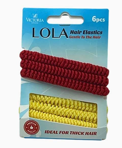 LOLA HAIR ELASTICS 53A3 6 Pcs Color Red & Yellow Kids Hair Accessories Asetena Pa 