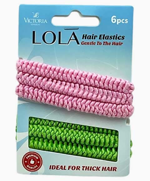 LOLA HAIR ELASTICS 53A4 6 x 12 Pcs Color Pink and Green Kids Hair Accessories Asetena Pa 
