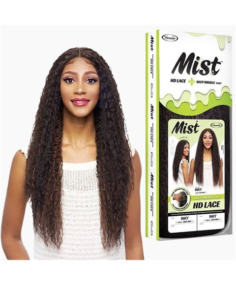 MIST SYNTHETIC INKY DEEP MIDDLE PART HD LACE WIG  Color OMT/SUNNY Synthetic Hair Wigs Asetena Pa 