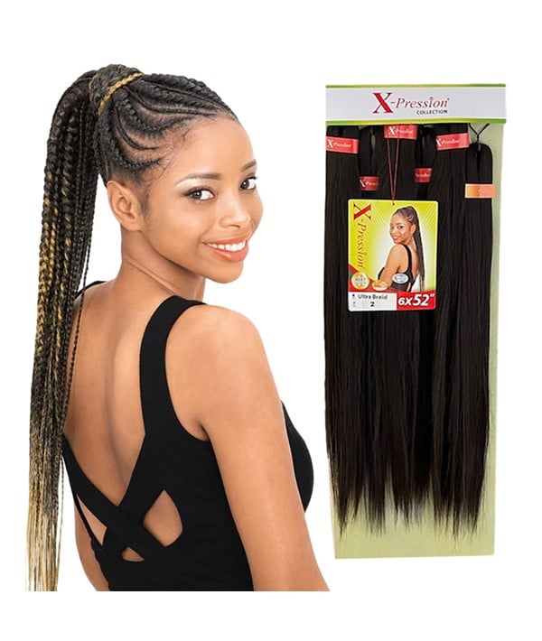 X PRESSION 6X SYNTHETIC PRE STRETCHED ULTRA BRAID 52 inch Color T1B/30 Hair for Braid Extensions Asetena Pa 