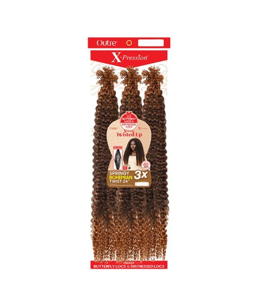 X PRESSION 3X TWISTED UP SPRINGY BOHEMIAN TWIST BRAIDS 24'' Color 4 Hair for Braid Extensions Asetena Pa 