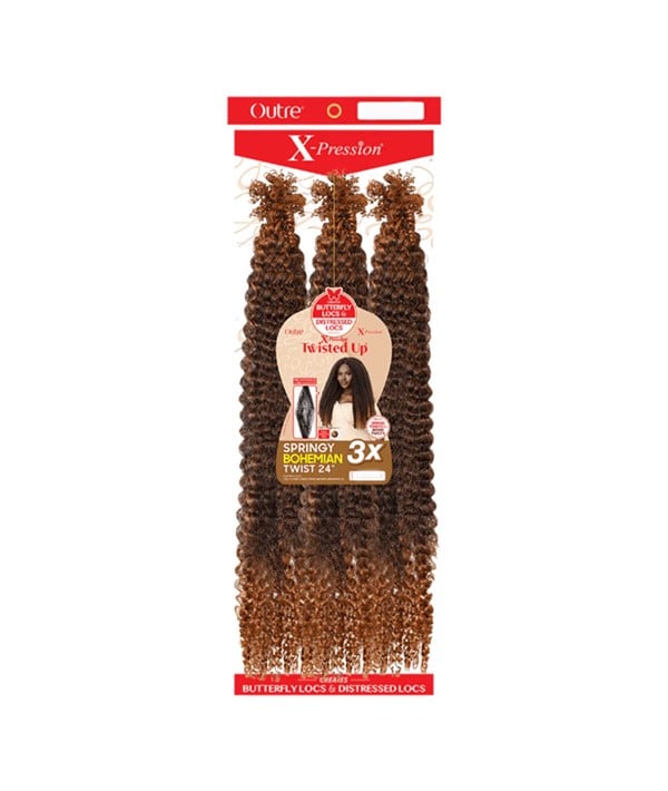 X PRESSION 3X TWISTED UP SPRINGY BOHEMIAN TWIST BRAIDS 24'' Color 2 Hair for Braid Extensions Asetena Pa 