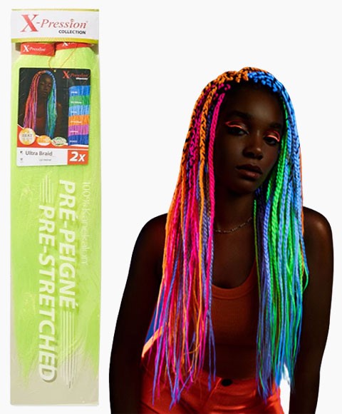 X PRESSION ULTRAVIOLET PRE STRETCHED ULTRA BRAID  Color UV-Yellow Hair for Braid Extensions Asetena Pa 