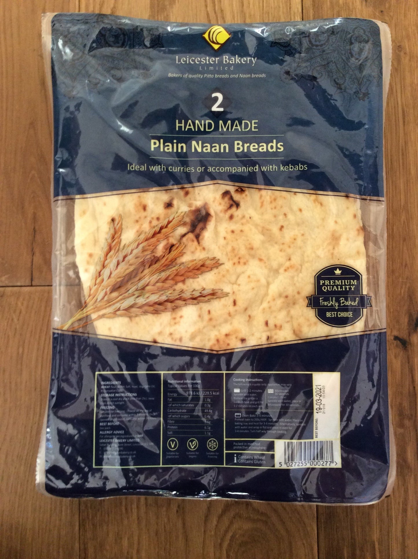 Leicester Bakery Large Plain Naan  1x2's